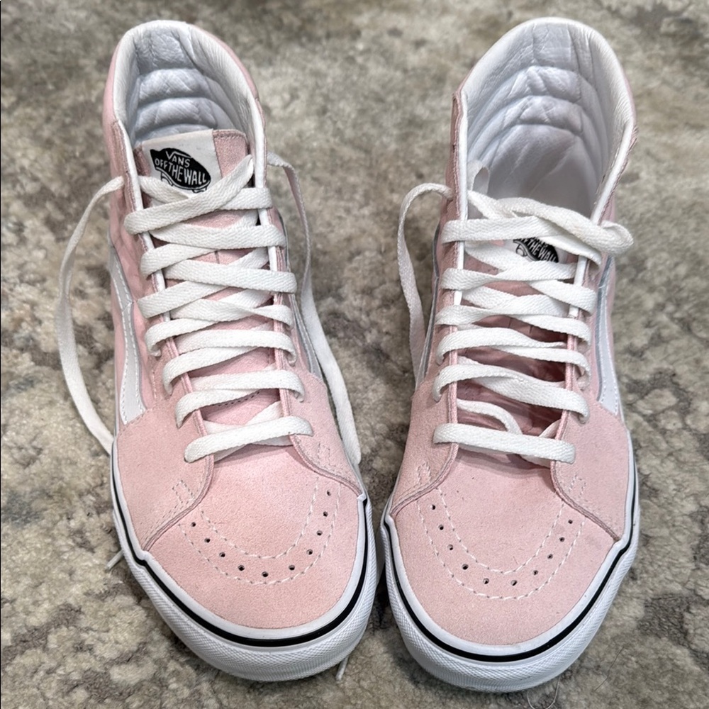 Vans Pink and White High-Top Sneakers - Picture 2 of 8